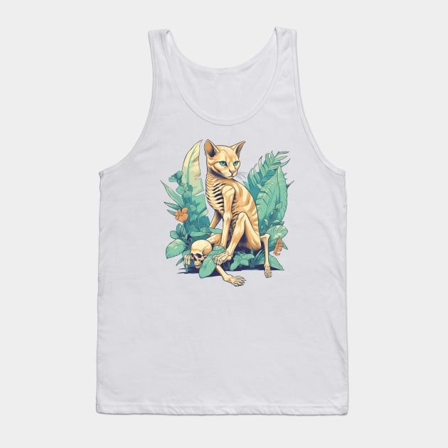 Skeleton Cat in the Garden Tank Top by Acid_rain